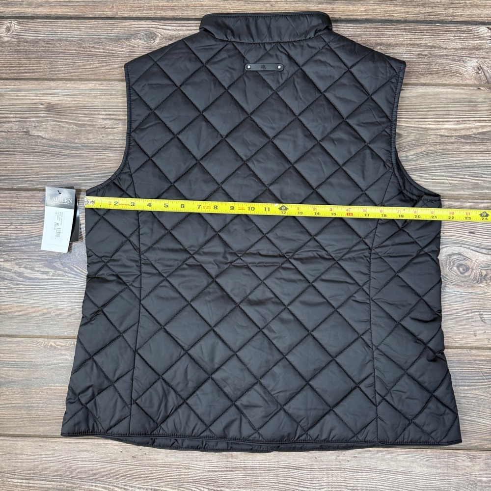 Ralph Lauren Women's Black Quilted Vest Crest Logo Preppy Style Black LARGE NEW - Picture 10 of 14